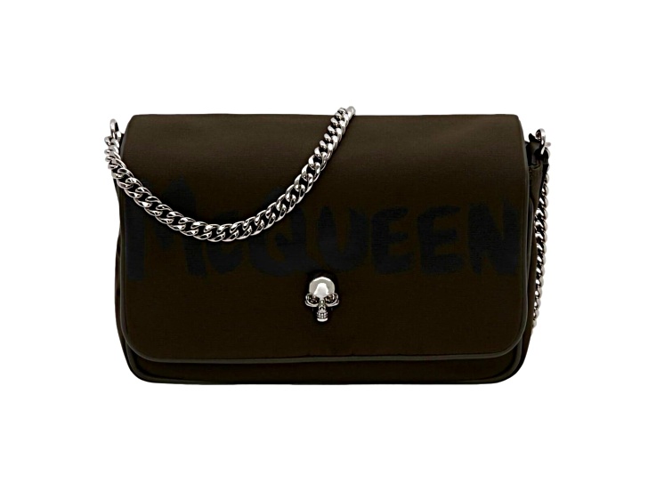 トートバッグ Alexander Mcqueen Army Green Canvas Shopping Bag Men's McQueen Pendant Tote Bag in Green | McQueen US