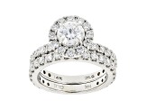 White Lab-Grown Diamond 14kt White Gold Bridal Ring Set 3.00ctw