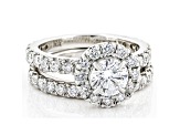 White Lab-Grown Diamond 14kt White Gold Bridal Ring Set 3.00ctw