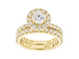 White Lab-Grown Diamond 14kt Yellow Gold Bridal Ring Set 3.00ctw