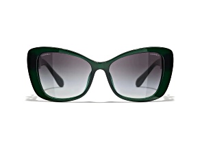 Chanel Dark Green Frame with Pearl Detail/Gray Gradient Lens Sunglasses