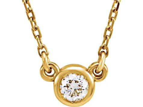 14K Yellow Gold 0.50ct Diamond Solitaire Necklace, 18 Inches.