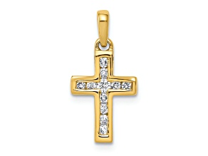10k Yellow Gold 0.155 ctw Diamond Latin Cross Pendant