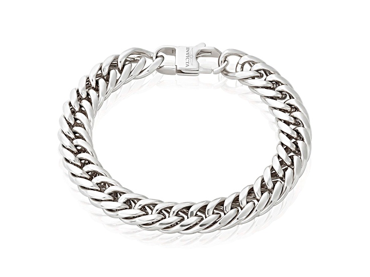 Invicta Jewelry Men's Double Curb Steel Chain Bracelet (11.5