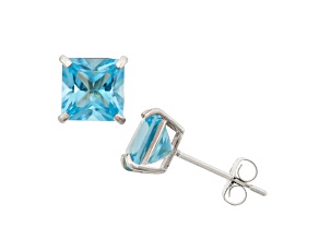 Swiss Blue Topaz 10K White Gold Stud Earrings 2.60ctw
