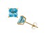 Swiss Blue Topaz Princess Cut 10K Yellow Gold Stud Earrings, 2.6ctw