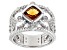 Judith Ripka 1.30ct Citrine With 0.55ctw Bella Luce® Rhodium Over Sterling Silver Textured Band Ring