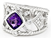 Judith Ripka 1.20ct Amethyst With 0.55ctw Bella Luce® Rhodium Over Sterling Textured Band Ring