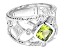 Judith Ripka 1.70ct Peridot With 0.55ctw Bella Luce® Rhodium Over Sterling Silver Textured Band Ring