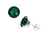 Lab Created Emerald Round 10K White Gold Stud Earrings, 3.36ctw