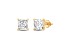 White Cubic Zirconia 14k Yellow Gold Studs With Velvet Gift Box 2.00ctw