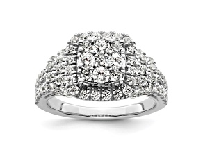 Rhodium Over 14K White Gold Lab Grown Diamond VS/SI GH, Cluster Ring 1.509ctw