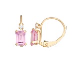 Lab Created Pink Sapphire and White Zircon 10K Yellow Gold Dangle Earrings 1.50ctw