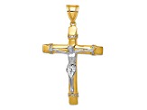 14K Yellow and White Gold Cubic Zirconia Crucifix Pendant