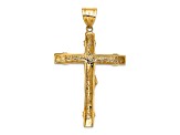 14K Yellow and White Gold Cubic Zirconia Crucifix Pendant
