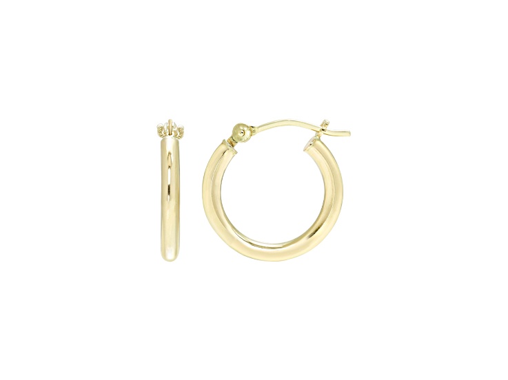 14k Gold Lightweight 2 mm Hoop Earrings - 12MM
