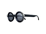 Black Crystal Round Frame Sunglasses