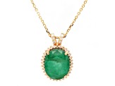 6.35 Ctw Emerald and 0.32 Ctw White Diamond Pendant in 14K YG