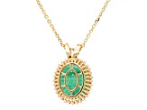 6.35 Ctw Emerald and 0.32 Ctw White Diamond Pendant in 14K YG