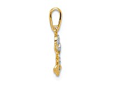 14K Two-tone Gold With White Rhodium Cubic Zirconia Dog and Puppy Pendant