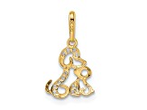 14K Two-tone Gold With White Rhodium Cubic Zirconia Dog and Puppy Pendant