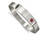 Stainless Steel Brushed with Red Enamel 8mm Medical ID