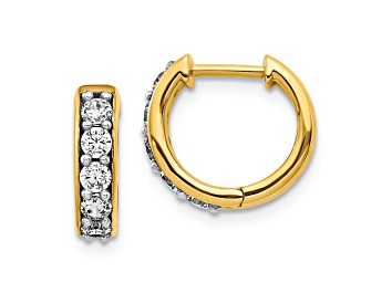 Picture of 10k Yellow Gold and Rhodium Over 10k Yellow Gold 7/16", 0.5ctw Diamond Hinged Hoop Earrings