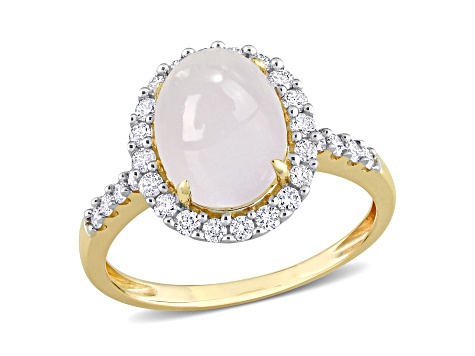 Moonstone and Diamond 14K Yellow Gold Ring 3.02ctw