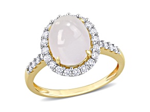 Moonstone and Diamond 14K Yellow Gold Ring 3.02ctw