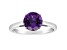 8mm Round Amethyst Rhodium Over Sterling Silver Ring