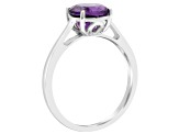 8mm Round Amethyst Rhodium Over Sterling Silver Ring