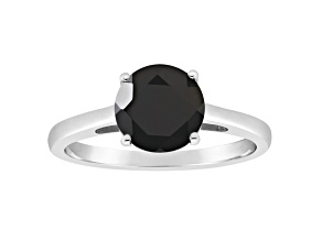 8mm Round Black Onyx Rhodium Over Sterling Silver Ring