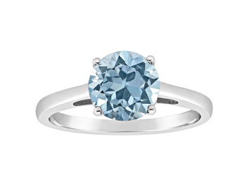 Picture of 8mm Round Sky Blue Topaz Rhodium Over Sterling Silver Ring