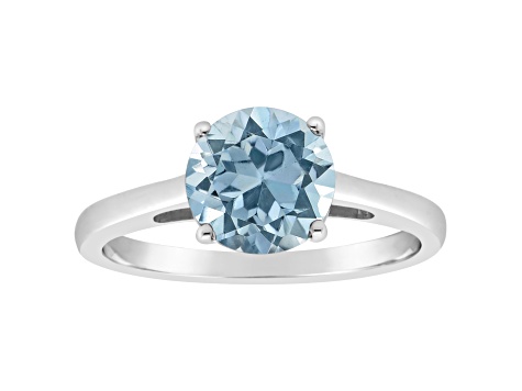 8mm Round Sky Blue Topaz Rhodium Over Sterling Silver Ring