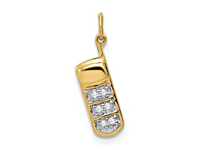 14K Two-tone Gold Textured Diamond Cell Phone Charm