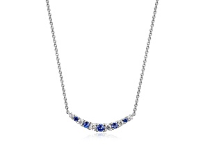 Blue Lab Created Sapphire Rhodium Over Sterling Silver Bar Necklace 0.48ctw