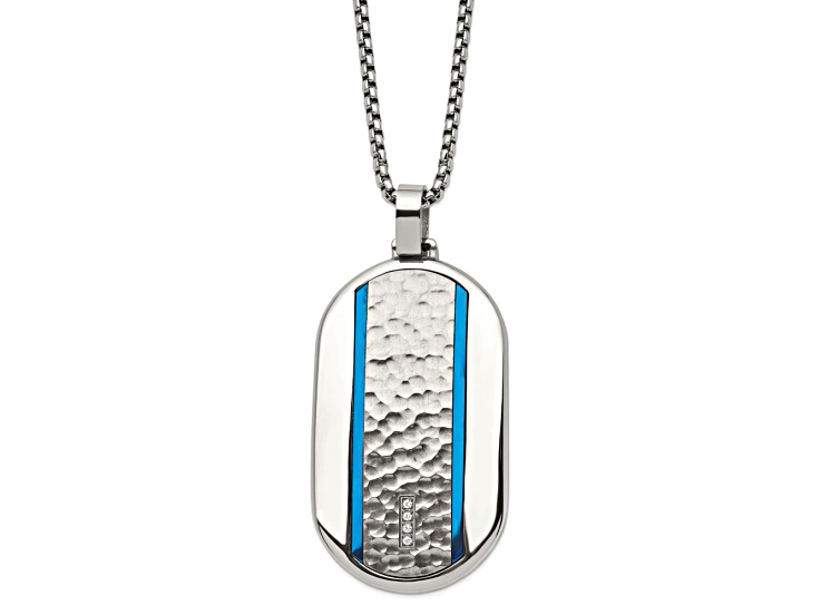 stainless steel gold-IP dog tag pendant with 22 rounded box chain