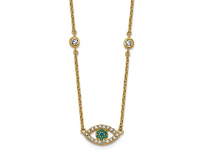10K Yellow Gold Over Sterling Silver Cubic Zirconia and Crystal Eye with 2-inch Extension Necklace