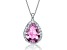 Pink Cubic Zirconia, Rhodium Plated over Brass Pear-shaped Pendant Necklace