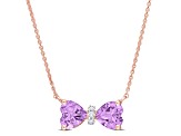 4/5 CT TGW Amethyst and Diamond Accent Bow Necklace in 10K Rose Gold, 17"