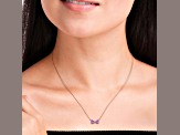 4/5 CT TGW Amethyst and Diamond Accent Bow Necklace in 10K Rose Gold, 17"