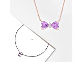 4/5 CT TGW Amethyst and Diamond Accent Bow Necklace in 10K Rose Gold, 17"