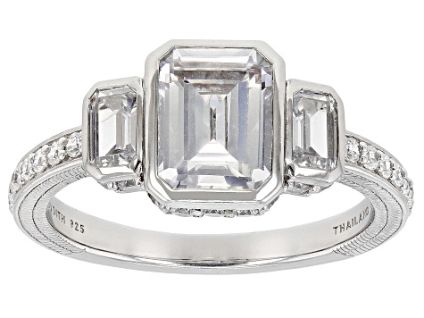 Judith Ripka 6.90ctw Bella Luce® Diamond Simulant Rhodium Over Sterling Silver Ring