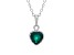Green Lab Created Emerald Sterling Silver Heart Pendant with Chain 0.68ctw