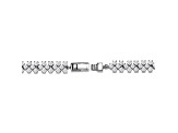 Clear Cubic Zirconia, Rhodium Plated over Sterling Silver Milgrain 3-Row Tennis Bracelet