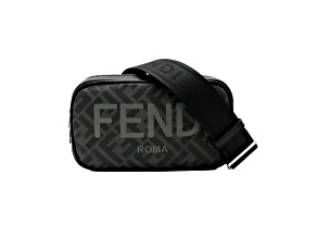 Fendi Roma Black Zucca Canvas Mini Camera Crossbody Bag