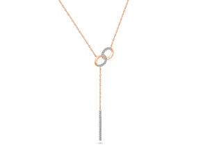 White Diamond 10K Rose Gold Y Necklace 0.20ctw