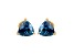 London Blue Topaz Trillion 14K Yellow Gold Stud Earrings, 2ctw