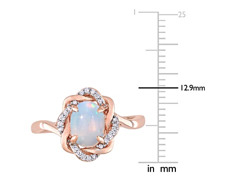 0.75ctw Ethiopian Opal and 0.10ctw Diamond 10k Rose Gold Ring