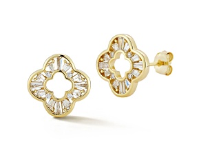 Sterling Statements 14K Yellow Gold Over Sterling Silver Cubic Zirconia Open Clover Studs